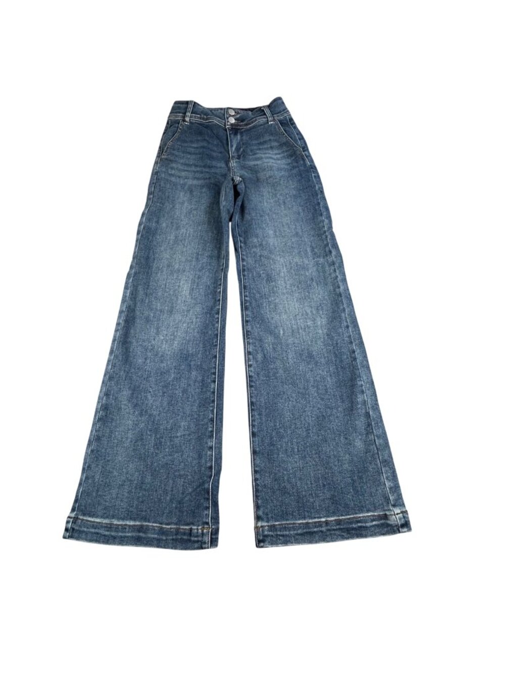 Risen High Rise Wide Leg Jeans Size 3 / 26 Blue Denim Stretch Comfort Casual